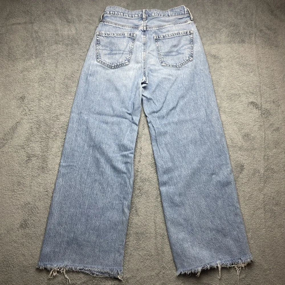 American Eagle Jeans Womens Size 0 Blue Super High Rise Baggy Wide Leg, Denim - Picture 11 of 16
